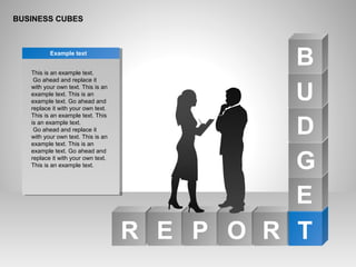 R E P O R T
E
G
D
BUSINESS CUBES
U
BThis is an example text.
Go ahead and replace it
with your own text. This is an
example text. This is an
example text. Go ahead and
replace it with your own text.
This is an example text. This
is an example text.
Go ahead and replace it
with your own text. This is an
example text. This is an
example text. Go ahead and
replace it with your own text.
This is an example text.
Example text
 