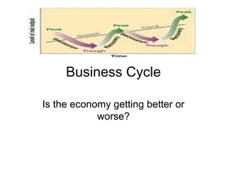 Business Cycle
Is the economy getting better or
worse?
 