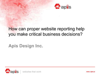 How can proper website reporting help you make critical business decisions? Apis Design Inc. 