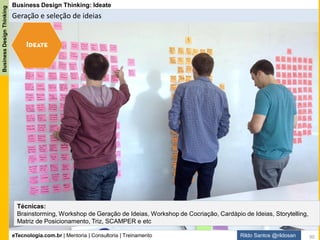 eTecnologia.com.br | Mentoria | Consultoria | Treinamento
BusinessDesignThinking
Rildo Santos @rildosan
Pitch
Apresentação da solução em 5 minutos.
90
 