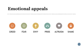 GREED FEAR ENVY PRIDE ALTRUISM SHAME
 