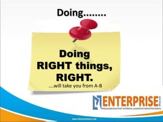 Doing........


   Doing
RIGHT things,
   RIGHT.
  ....will take you from A-B
 