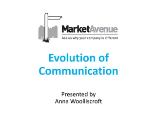 Evolution of
Communication
Presented by
Anna Woolliscroft
 