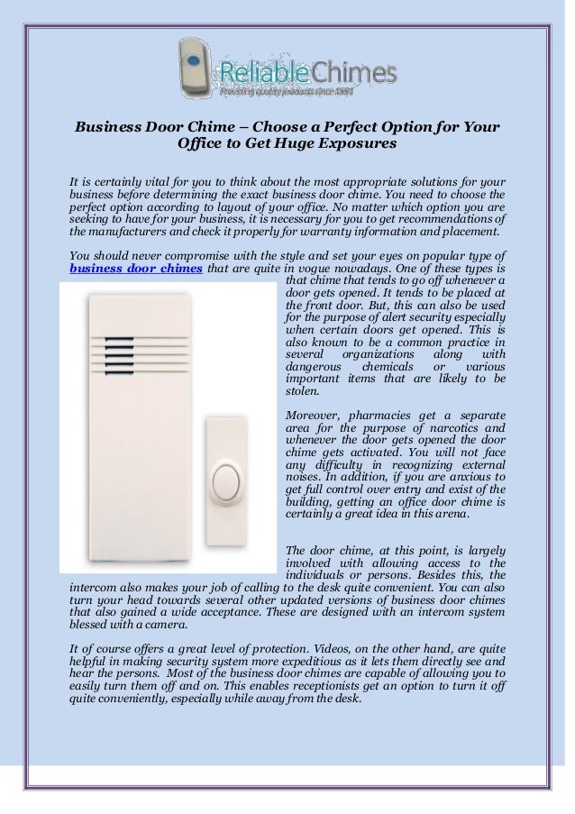 Business Door Chime Choose a Perfect Option for Your Office to Get Huge Exposures