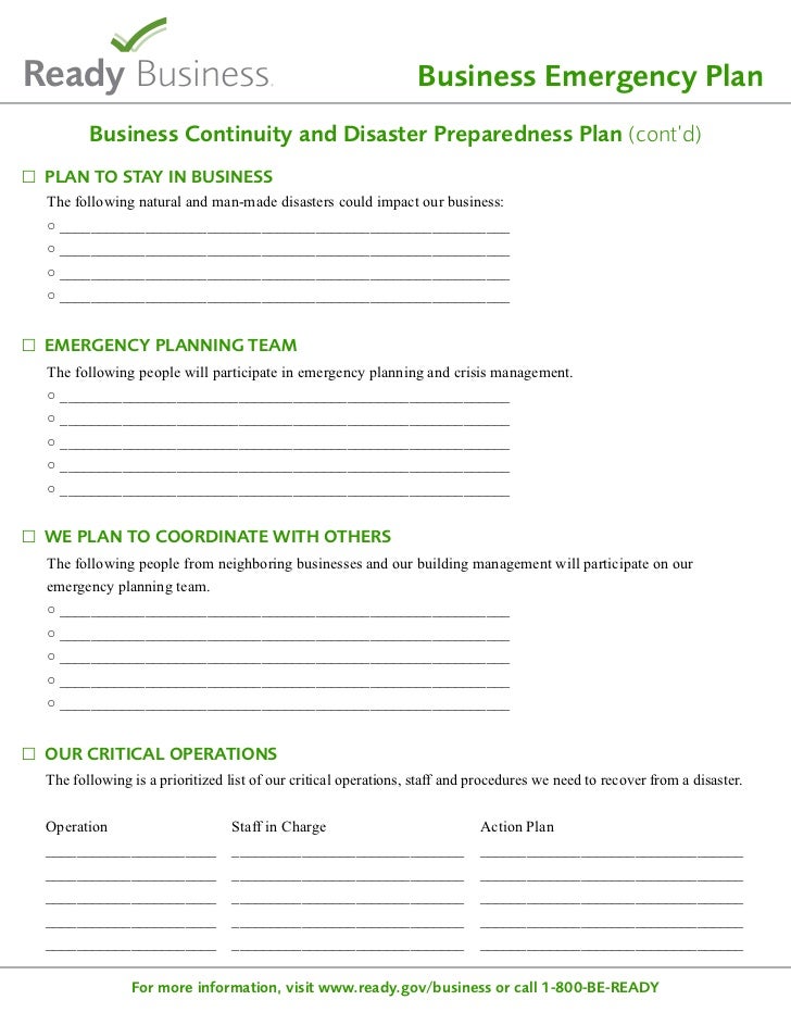 small business emergency response plan