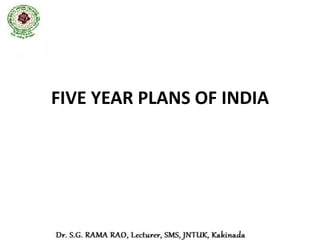 History
• The Planning Commission was set up in March 1950.
• The main objective of the Government to promote a rapid rise in
  the standard of living of the people by
   – efficient exploitation of the resources of the country
   – increasing production and
   – offering opportunities to all for employment in the service of the
     community
• The Planning Commission was charged with the responsibility of
  making assessment of all resources of the country, augmenting
  deficient resources, formulating plans for the most effective and
  balanced utilisation of resources and determining priorities.
• Jawaharlal Nehru was the first Chairman of the Planning
  Commission.
 