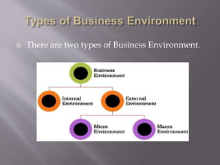  There are two types of Business Environment.
 