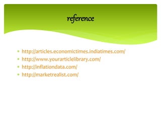  http://articles.economictimes.indiatimes.com/
 http://www.yourarticlelibrary.com/
 http://inflationdata.com/
 http://marketrealist.com/
reference
 