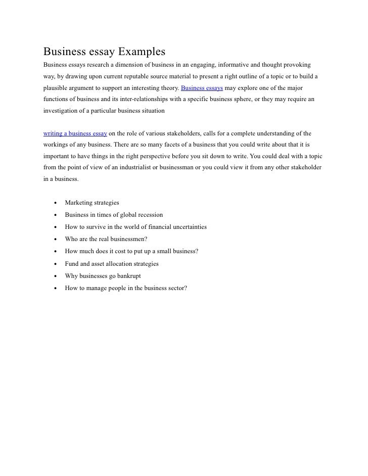 essay about a business plan