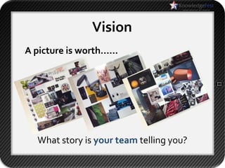 Vision
A picture is worth……




  What story is your team telling you?
 