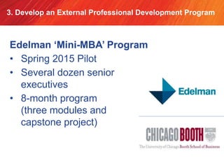 3. Develop an External Professional Development Program
Edelman ‘Mini-MBA’ Program
• Spring 2015 Pilot
• Several dozen sen...