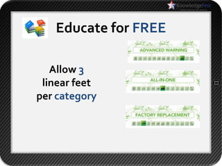 Educate for FREE

   Allow 3
 linear feet
per category
 