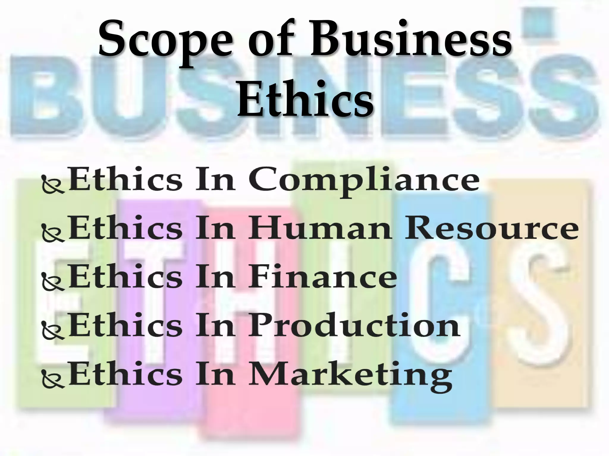 Scope of Business
Ethics
 