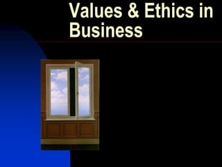 Values & Ethics in
Business
 