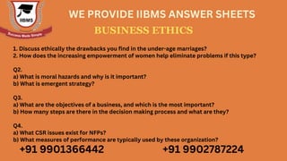 BUSINESS ETHICS I IIBMS MBA ANSWER SHEETS  I IIBMS CASE STUDY PAPERS