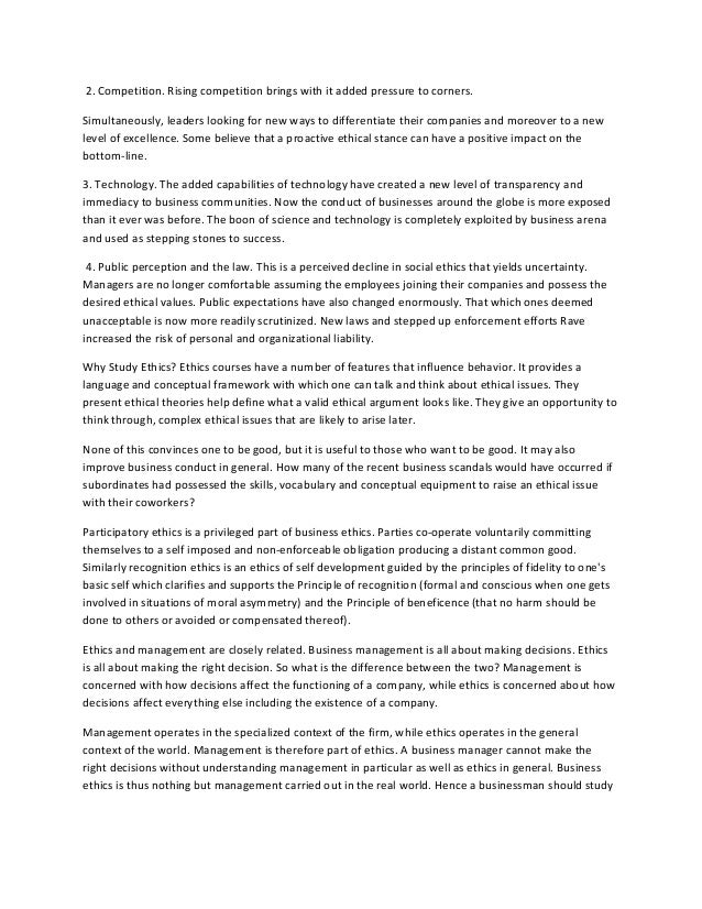 business ethics essay essay report