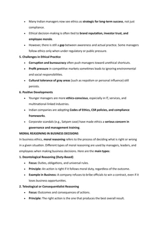 BUSINESS ETHICS – UNIT II: Ethical Theories and Moral Reasoning | PDF