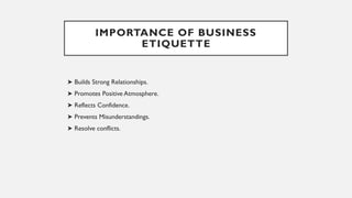Mastering Business Etiquettes: The Key to Professional Success | PPTX