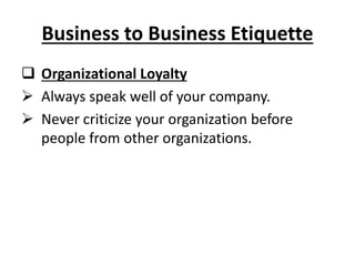 Business Etiquettes 