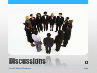 Discussions                      22
School of Business Management   Rojhe
 