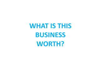 WHAT IS THIS
 BUSINESS
 WORTH?
 
