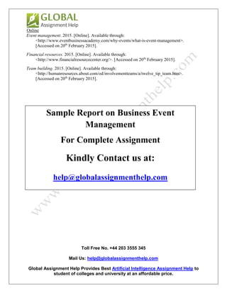 Event Management Progrma Report.pdf Sample Report on Business Event Management by Experts | PDF