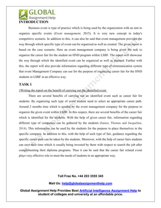 Event Management Progrma Report.pdf Sample Report on Business Event Management by Experts | PDF
