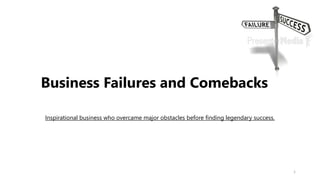 Business Failures and Comebacks
Inspirational business who overcame major obstacles before finding legendary success.
1
 