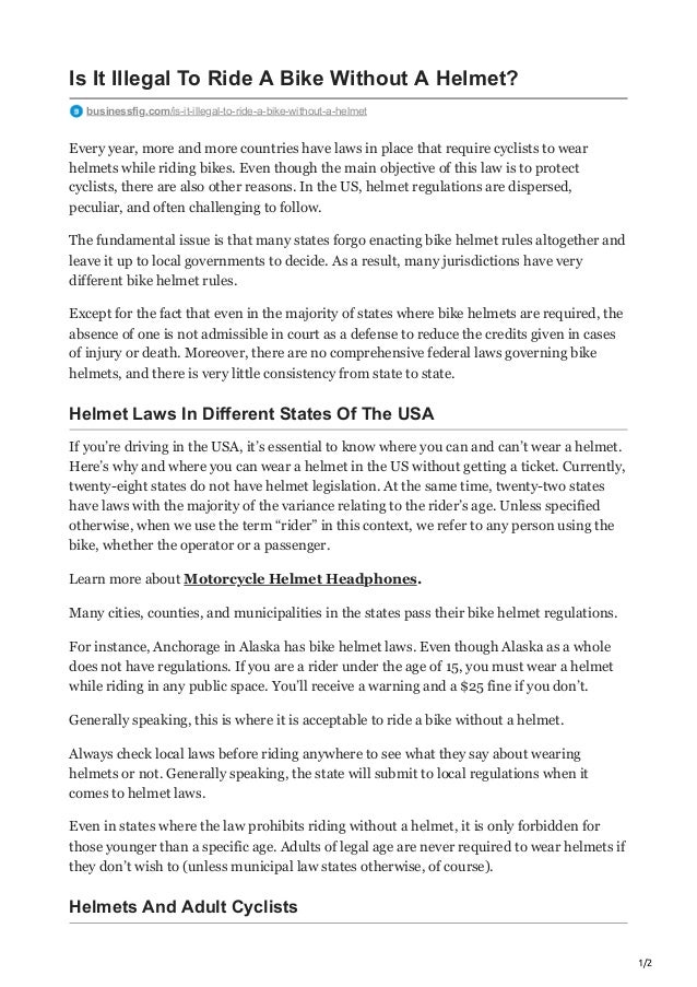 Is It Illegal To Ride A Bike Without A Helmet.pdf