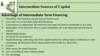Business finance- Intermediate sources of Capital