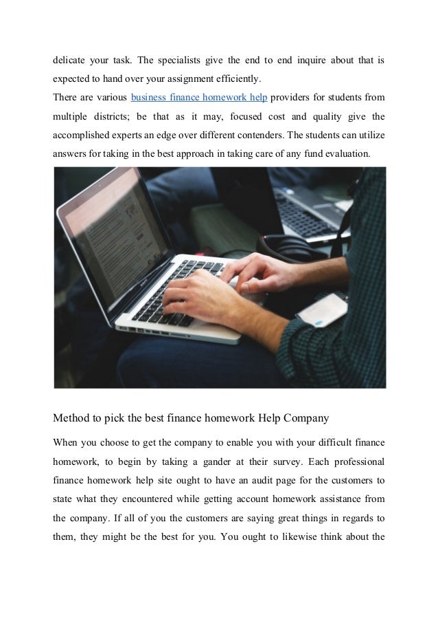 Finance homework help for students business