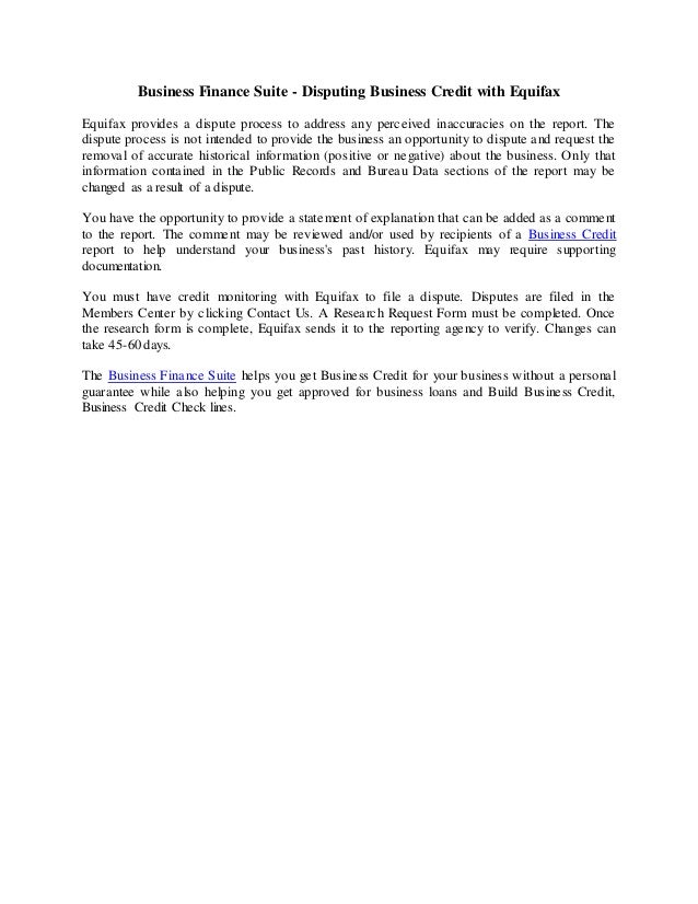 business finance suite disputing business credit with equifax equifax research request form