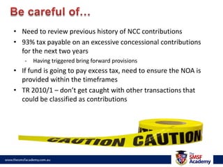 Be careful of…Need to review previous history of NCC contributions