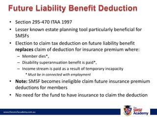 Anti-detriment ExampleFrank (58) recently passed away and is survived by his wife MariaDeath benefit of $550,000 to be paidMaria wishes to take $150,000 as a lump sum with balance as an Account Based Pension (ABP)Can we claim a deduction for the tax saving amount and how much can we claim?
