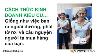 InternetStartup.vn
C?CH TH?C KINH
DOANH KI?U C?
Gi?ng nh? vi?c b?n
ra ngoi ???ng, pht
t? r?i v c?u nguy?n
ng??i ta mua hng
c?a b?n.
 