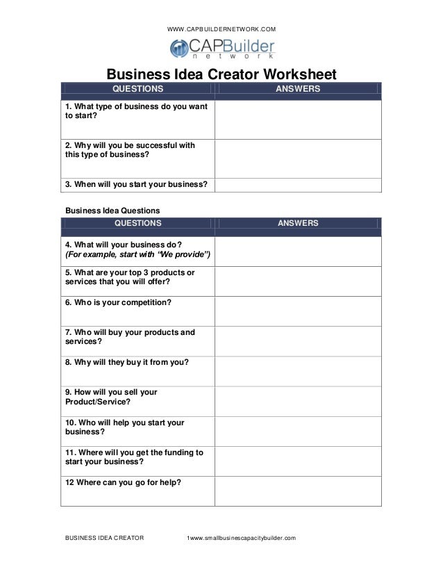 business idea assignment pdf