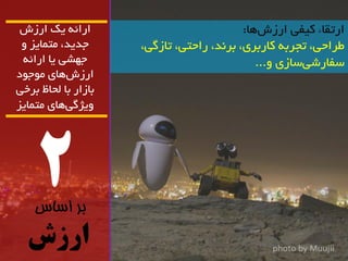 2 
بر اساس 
ارزش 
اسائ یک اسصش 
جذیذ، هتوایض ج طْی یا اسائ اسصش اّی ه جَ دَ 
تاصاس تا لحاظ تشخی 
یٍژگ ی اّی هتوایض 
استماء کیفی اسصش اّ: 
طشاحی، تجشت کاستشی، تش ذً، ساحتی، تاصگی، 
سفاسضی ساصی .ٍ.. 
 