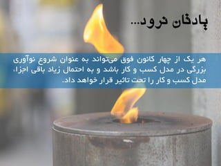 یادتان نرود... 
شّ یک اص چ اْس کا ىًَ ف قَ ه یت اَ ذً ت ػ اٌَى ضش عٍ آًَ سٍی 
تضسگی دس هذل کسة کاس تاضذ ت احتوال صیاد تالی اجضاء 
هذل کسة کاس سا تحت تاثیش لشاس خ اَ ذّ داد. 
 