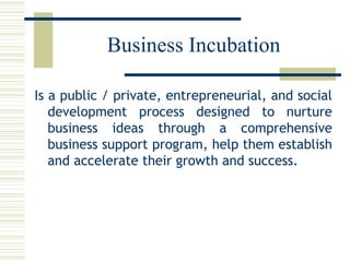 Business Incubation ,[object Object]