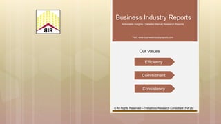 Business Industry Reports
Actionable Insights | Detailed Market Research Reports
Visit : www.businessindustryreports.com
Our Values
Efficiency
Commitment
Consistency
© All Rights Reserved – Tristatindo Research Consultant Pvt Ltd
 