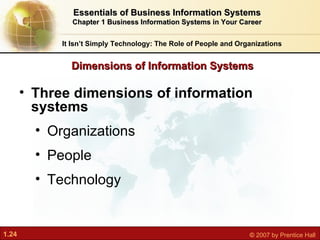 It Isn’t Simply Technology: The Role of People and Organizations <ul><li>Three dimensions of information systems </li></ul...