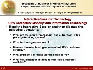 It Isn’t Simply Technology: The Role of People and Organizations Interactive Session: Technology UPS Competes Globally wit...