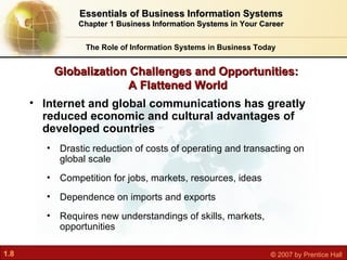 The Role of Information Systems in Business Today Globalization Challenges and Opportunities:  A Flattened World Essential...