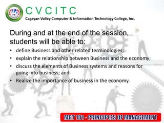 business in general and nature and concept of management | PPTX