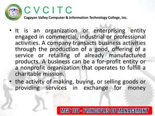 business in general and nature and concept of management | PPTX