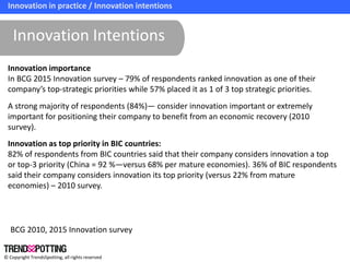 © Copyright TrendsSpotting, all rights reserved
Innovation In Practice
Innovation importance
In BCG 2015 Innovation survey...