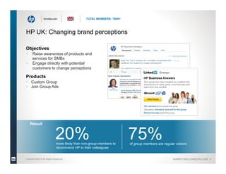 TECHNOLOGY                   TOTAL MEMBERS: 7800+




HP UK: Changing brand perceptions

Objectives
§  Raise awareness of...
