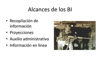 Alcances de los BIRecopilación de informaciónProyeccionesAuxilio administrativoInformación en línea