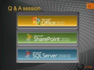 DemoVisio ServicesPerformancePoint Services (PPS)DashboardsSharePoint dashboard deploymentFilters Scorecards, report viewsRich analytical visualizationDecomposition treeData SourcesSSRS, SSAS, SQL, Excel Services,    PowerPivot and SharePoint listsExtensibility Security managed by SharePointPPS Contents stored in SPS Content DB.Click once windows app for creating dashboards.