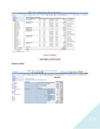 69
Results Abridged
Sales Report in Pivot Format
By pivot country
 